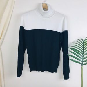 Calvin Klein Colorblock Turtleneck in Black White